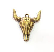 Ox Head Skull Pendant Antique Bronze Plated Pendant (46x37mm) G9342