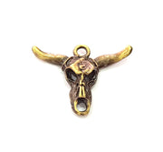 4 Ox Head Skull Pendant Antique Bronze Plated Pendant (36x27mm) G9343