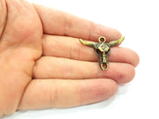 4 Ox Head Skull Pendant Antique Bronze Plated Pendant (36x27mm) G9343