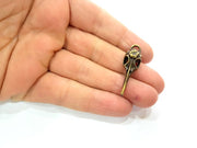 2 Bird Skull Charm Antique Bronze Plated Pendant (38x17mm) G9959