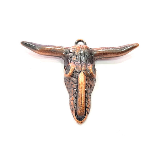 Copper Ox Head Skull Pendant Antique Copper Plated Pendant (61x47mm)  G9350