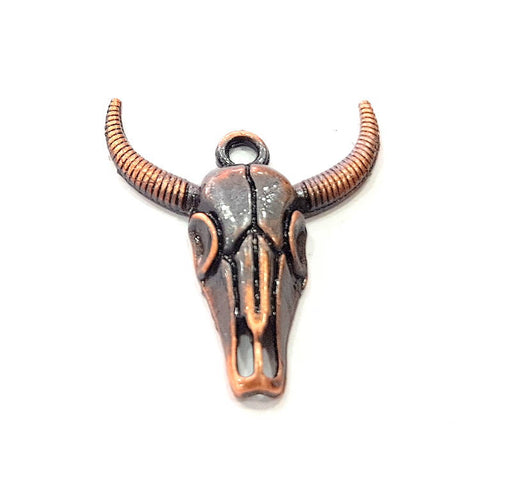 6 Copper Goat Head Skull Pendant Antique Copper Plated Pendant (30x17mm)  G9351
