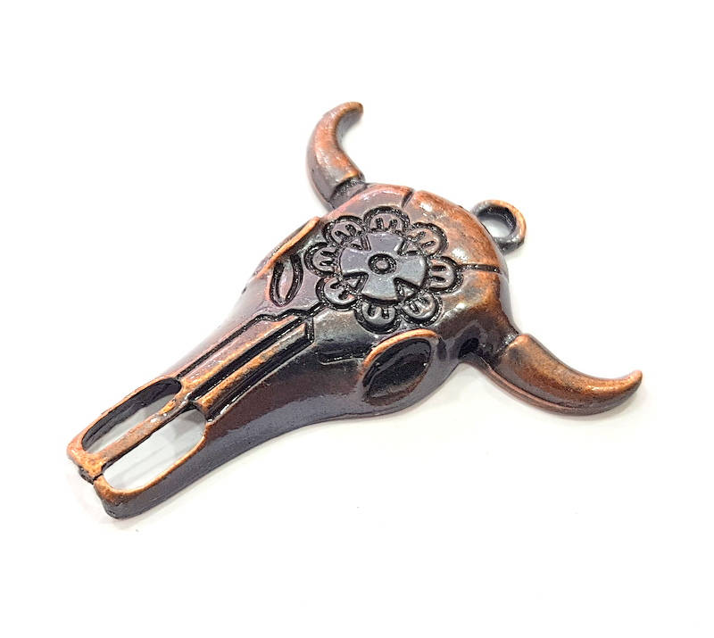 Copper Ox Head Skull Pendant Antique Copper Plated Pendant (52x44mm)  G9360