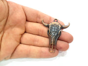 Copper Ox Head Skull Pendant Antique Copper Plated Pendant (52x44mm)  G9360