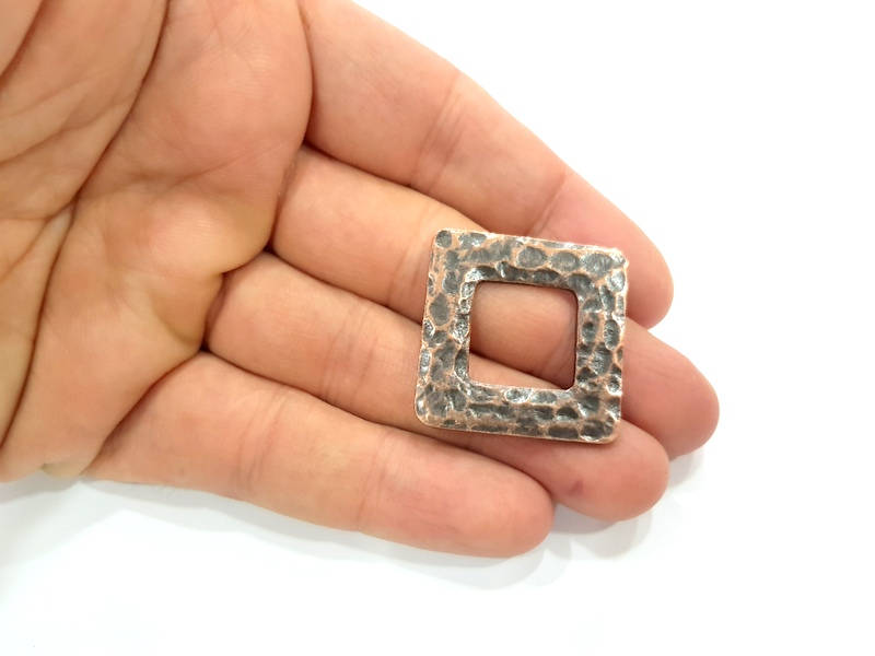 2 Copper Square Pendant Antique Copper Connector Antique Copper Plated Pendant (31mm) G9364