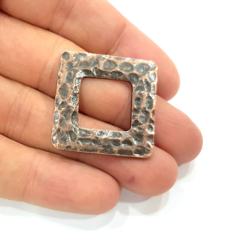2 Copper Square Pendant Antique Copper Connector Antique Copper Plated Pendant (31mm) G9364