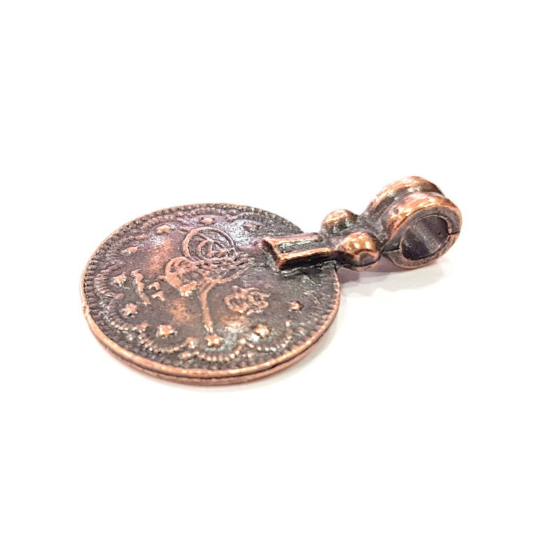 10 Antique Copper Ottoman Signature Charm Antique Copper Plated Charm (33x21mm) G9371
