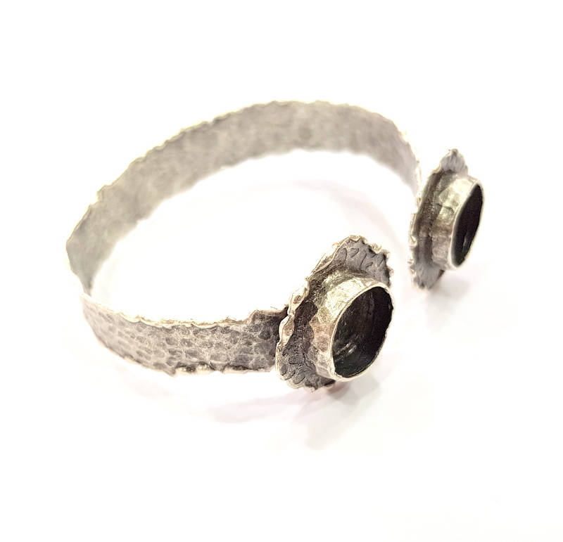 Silver Bracelet Blanks Bangle Blanks Cuff Blanks Adjustable Hammered Bracelet Blank Antique Silver Plated Brass ( 12mm Blanks ) G9378