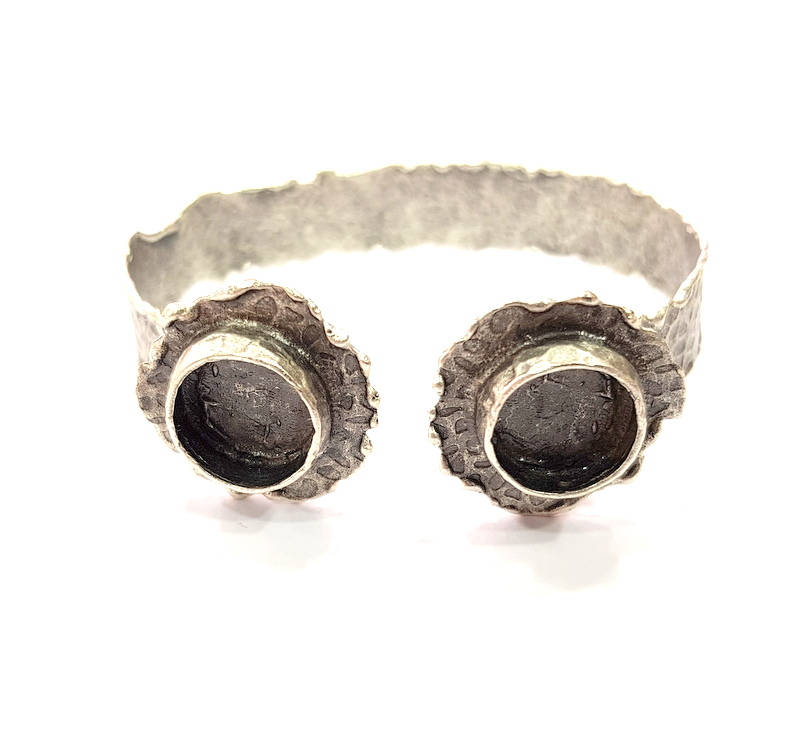 Silver Bracelet Blanks Bangle Blanks Cuff Blanks Adjustable Hammered Bracelet Blank Antique Silver Plated Brass ( 12mm Blanks ) G9378