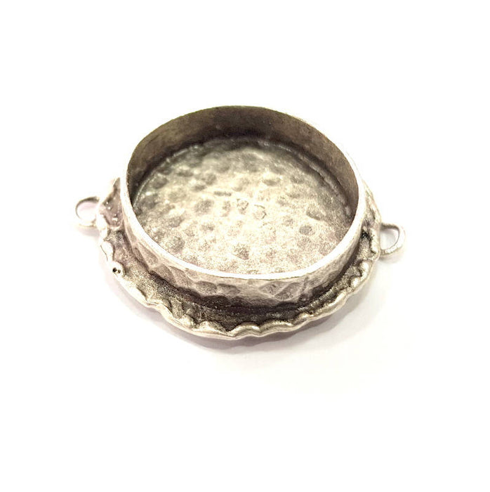 Silver Pendant Blank Connector Mosaic Base Blank inlay Blank Necklace Blank Resin Blank Antique Silver Plated Brass ( 20mm blank )  G9379