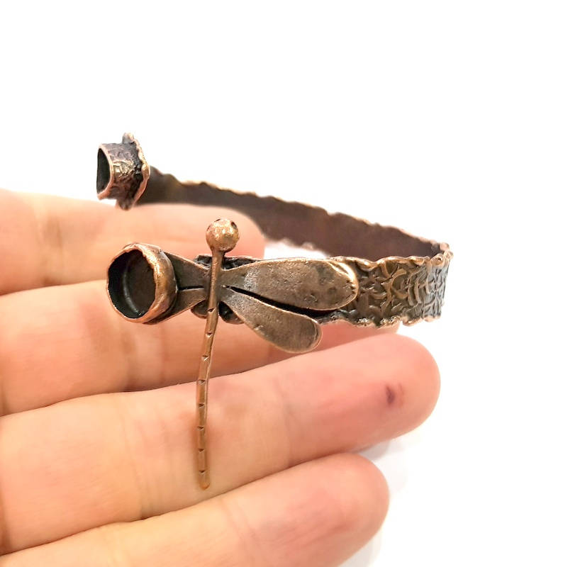 Copper Bracelet Blanks Bangle Blanks Cuff Blanks Adjustable Hammered Bracelet Blank Antique Copper Plated Brass (10mm and 9x7mm ) G9383