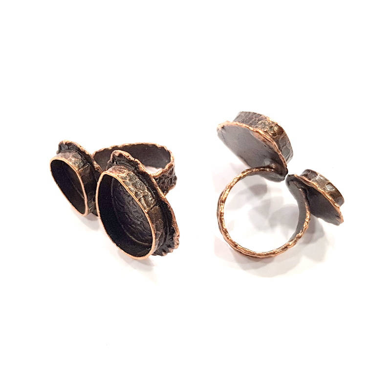 Copper Ring Settings inlay Ring Blank Mosaic Ring Bezel Base Cabochon Mountings (14x10mm,20x15mm blank) Antique Copper Plated Brass G9390