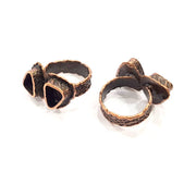 Copper Ring Settings inlay Ring Blank Mosaic Ring Bezel Base Cabochon Mountings (9x7mm blank) Antique Copper Plated Brass G9391