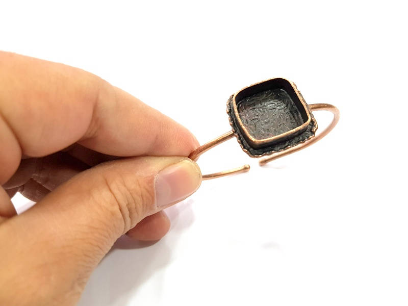 Copper Bracelet Blanks Bangle Blanks Cuff Blanks Adjustable Bracelet Blank Antique Copper Plated Brass (18x18mm Blanks ) G9409