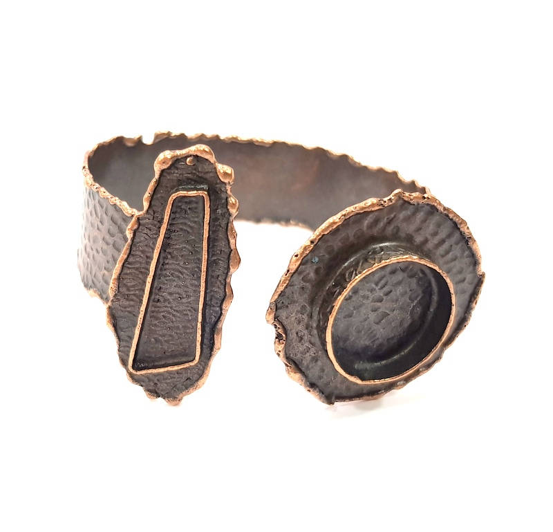 Copper Bracelet Blanks Bangle Blanks Cuff Blanks Adjustable Hammered Bracelet Blank Antique Copper Plated Brass (33x10mm and 20mm ) G9420