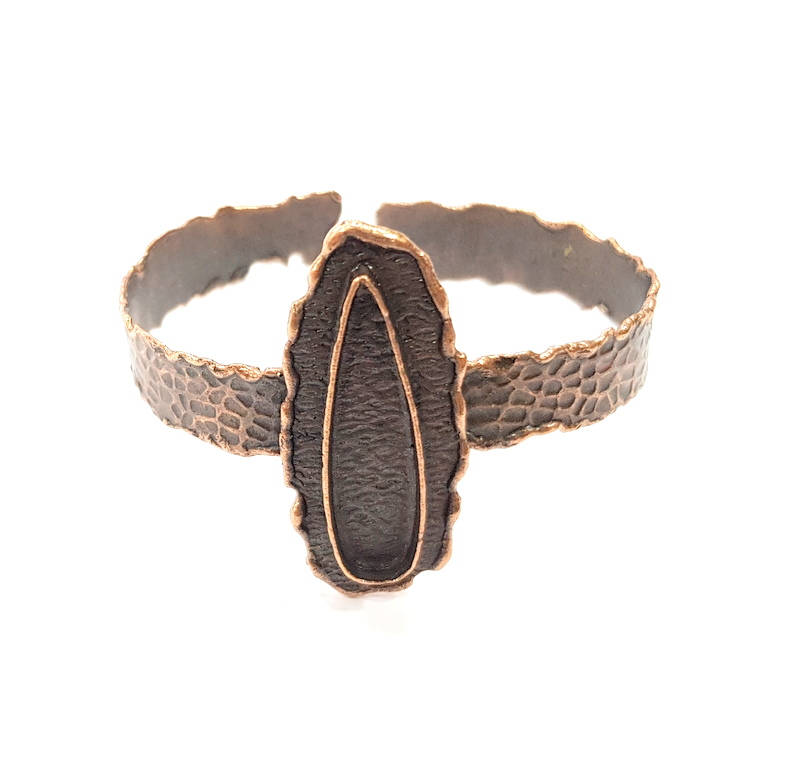 Copper Bracelet Blanks Bangle Blanks Cuff Blanks Adjustable Hammered Bracelet Blank Antique Copper Plated Brass (33x10mm ) G9422