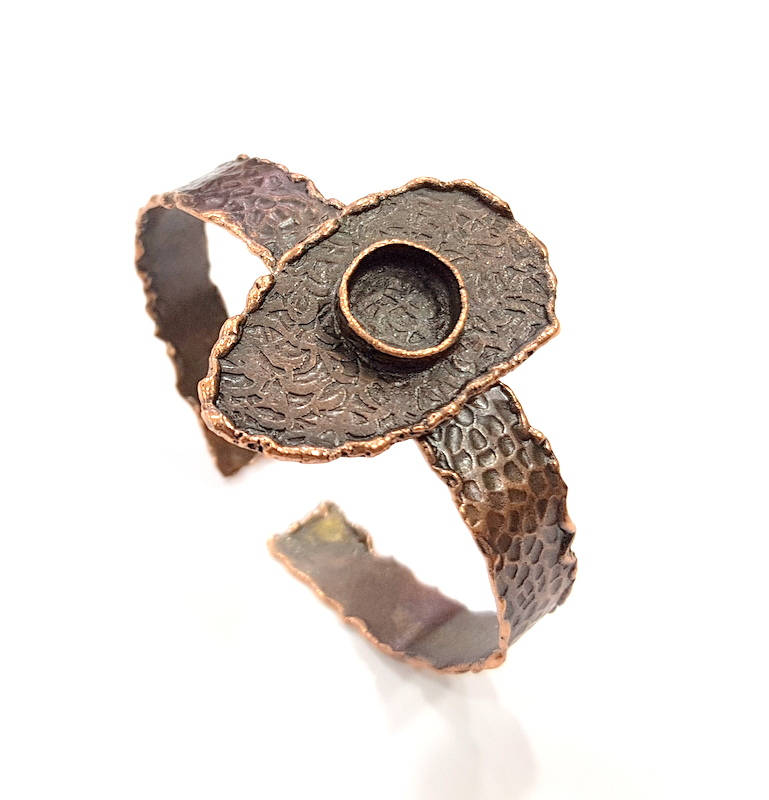 Copper Bracelet Blanks Bangle Blanks Cuff Blanks Adjustable Hammered Bracelet Blank Antique Copper Plated Brass (10mm ) G9429