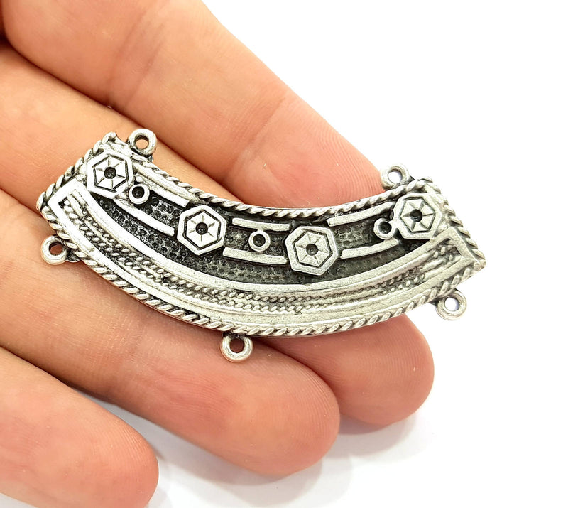 Silver Pendant Oxidized Silver Tribal Pendants Antique Silver Plated Pendants (62x22mm)  G6538