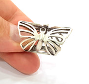 Silver Ring Blank Base Bezel Settings Cabochon Base Mountings Adjustable (2mm Blank) , Antique Silver Plated Brass G8603