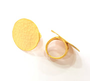 Gold Ring Blank Ring Settings Ring Bezel Base Cabochon Mountings Adjustable  (30mm blank ) Gold Plated Brass G8608