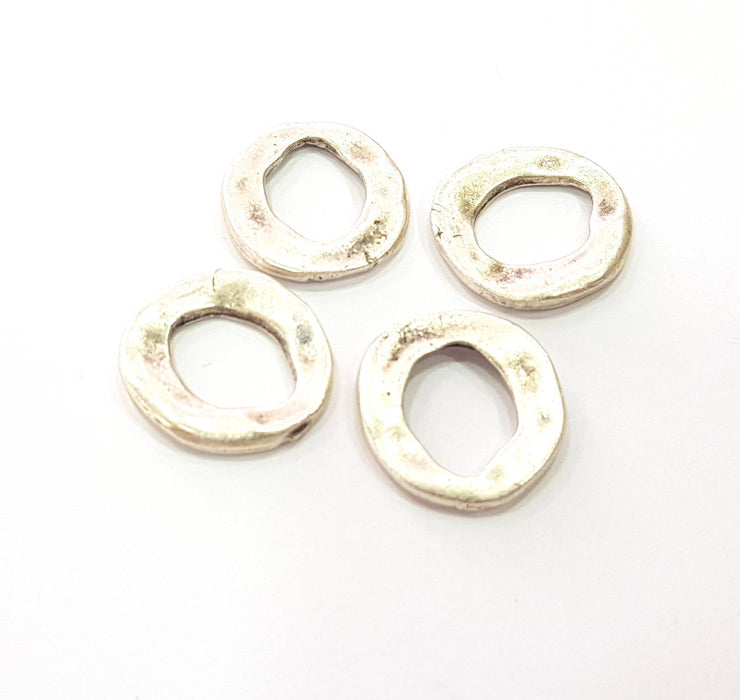 30 Hammered Circle Silver Charms Antique Silver Plated Charms (19mm) G9097