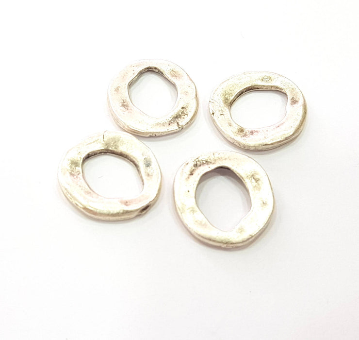 8 Hammered Circle Silver Charms Antique Silver Plated Charms (19mm) G9097