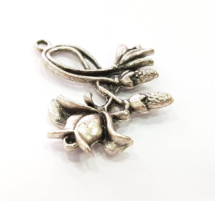 5 Silver Flower Charms Antique Silver Plated Charms (30x30mm) G8613