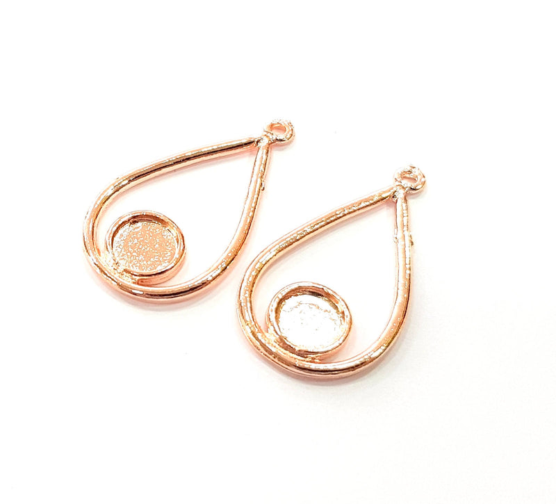 2 Rose Gold Charms Blank Rose Gold Plated Charms (32x18 mm)  G8625