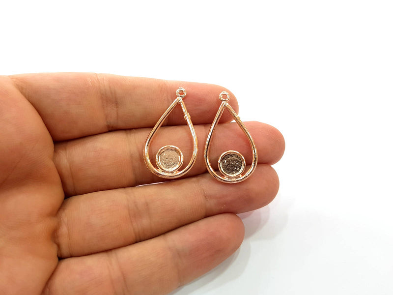 2 Rose Gold Charms Blank Rose Gold Plated Charms (32x18 mm)  G8625