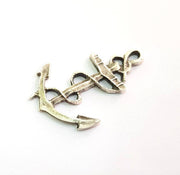 2 Anchor Pendant Antique Silver Plated Pendants (47x31mm)  G8639