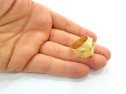 Gold Ring Blank inlay Ring Settings Mosaic Ring Bezel Base Cabochon Mountings (16mm blank ) Gold Plated Brass G8641