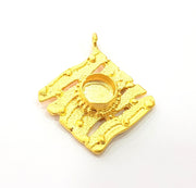 Gold Pendant Blank Mosaic Base inlay Blank Necklace Blank Resin Blank Mountings Gold Plated Brass ( 42x34mm blank ) G8645