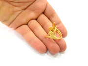 Gold Ring Blank Ring Settings Ring Bezel Base Cabochon Mountings Adjustable  (25x18mm blank ) Gold Plated Brass G8642