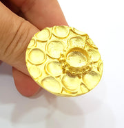 Gold Ring Blank inlay Ring Settings Mosaic Ring Bezel Base Cabochon Mountings Adjustable (10mm blank ) Gold Plated Brass G8648