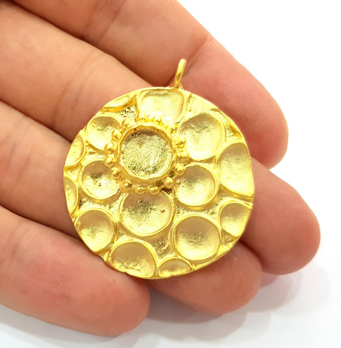 Gold Pendant Blank Mosaic Base Blank inlay Blank Necklace Blank Resin Blank Mountings Gold Plated Brass ( 35mm blank ) G8650