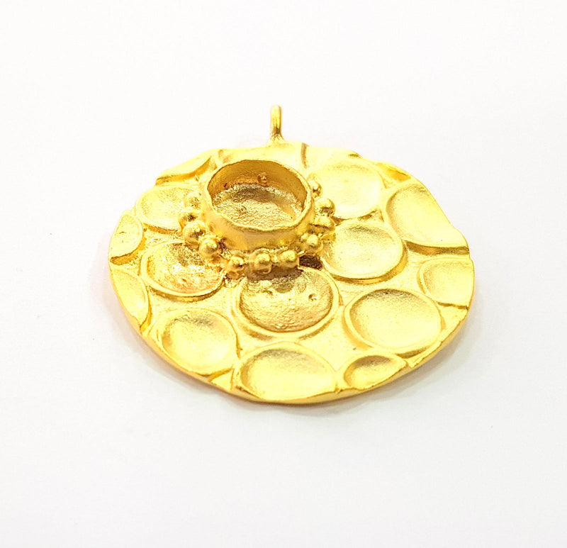 Gold Pendant Blank Mosaic Base Blank inlay Blank Necklace Blank Resin Blank Mountings Gold Plated Brass ( 35mm blank ) G8650