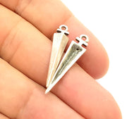 10 Silver Charms Antique Silver Plated Charms (29x6mm) G8653