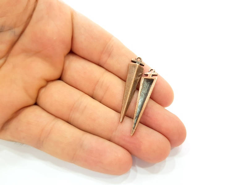 6 Antique Copper Charm Antique Copper Plated Charm (40x9mm) G8664