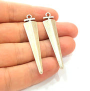 4 Silver Charms Antique Silver Plated Charms (47x7mm) G8696