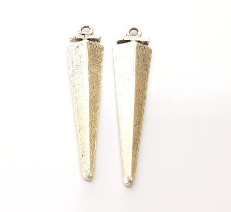 4 Silver Charms Antique Silver Plated Charms (47x7mm) G8696