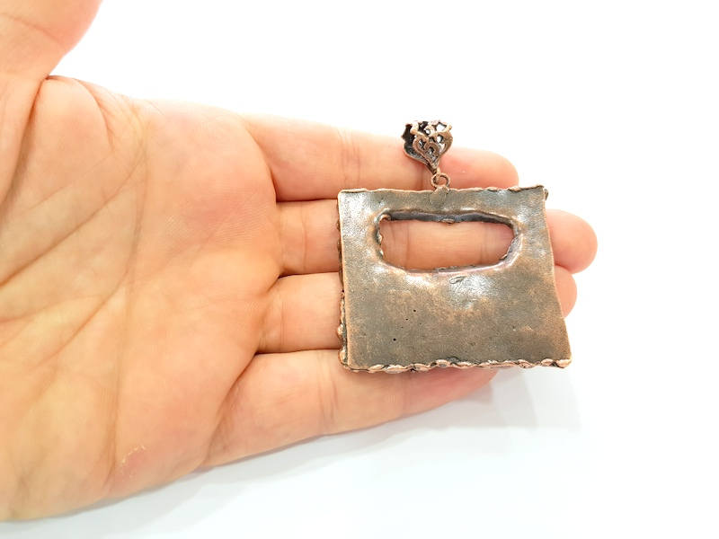 Antique Copper Pendant Blank Mosaic Base Blank inlay Blank Necklace Blank Resin Blank Mountings Antique Copper Plated Brass (52x47mm) G8703