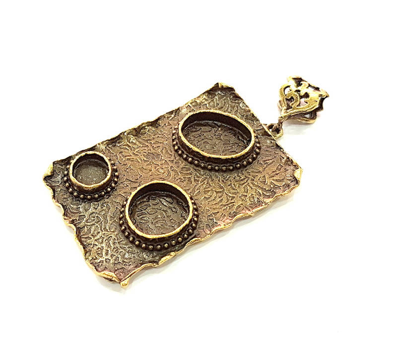 Antique Bronze Pendant Blank inlay Blank Mosaic Blank Resin Blank Bezel Base Setting Mountings Antique Bronze Plated Brass ( 58x38mm ) G8711