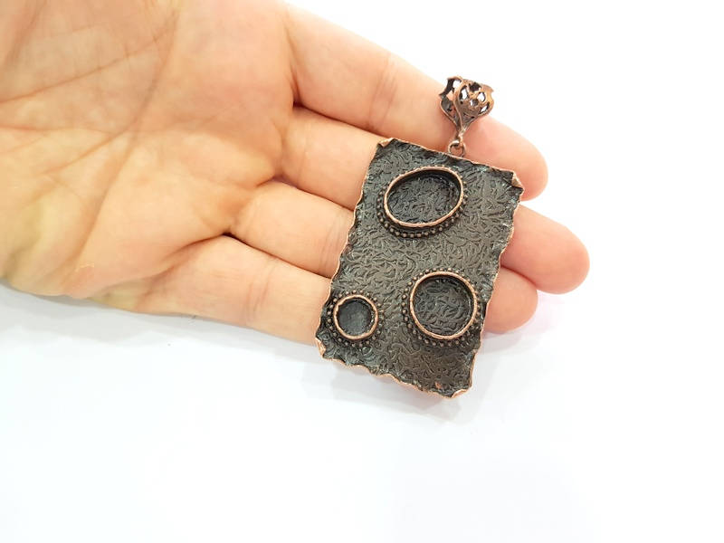 Antique Copper Pendant Blank Mosaic Base Blank inlay Blank Necklace Blank Resin Blank Mountings Antique Copper Plated Brass (58x39mm) G8713