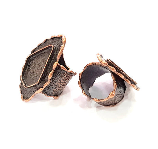Copper Ring Blank inlay Ring Blank Mosaic Ring Bezel Base Settings Cabochon Mountings (27x17mm blank ) Antique Copper Plated Brass G8731
