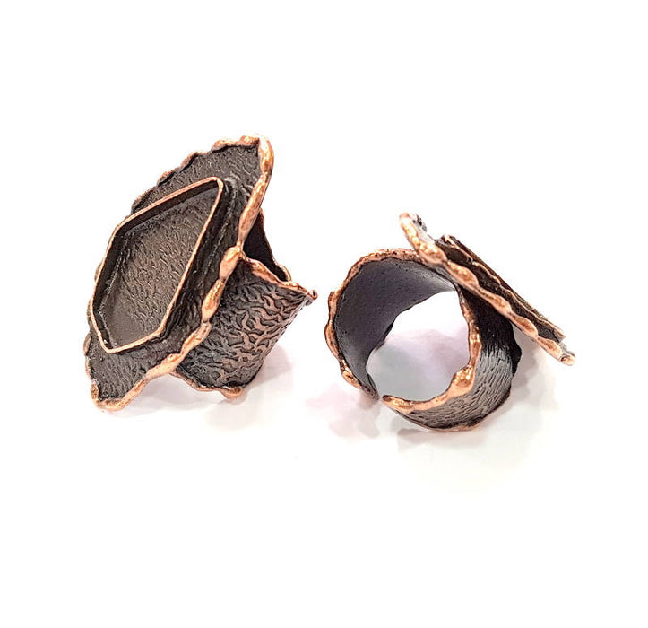 Copper Ring Blank inlay Ring Blank Mosaic Ring Bezel Base Settings Cabochon Mountings (27x17mm blank ) Antique Copper Plated Brass G8731