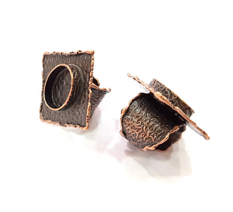 Copper Ring Blank inlay Ring Blank Mosaic Ring Bezel Base Settings Cabochon Mountings (18x13mm blank ) Antique Copper Plated Brass G8732