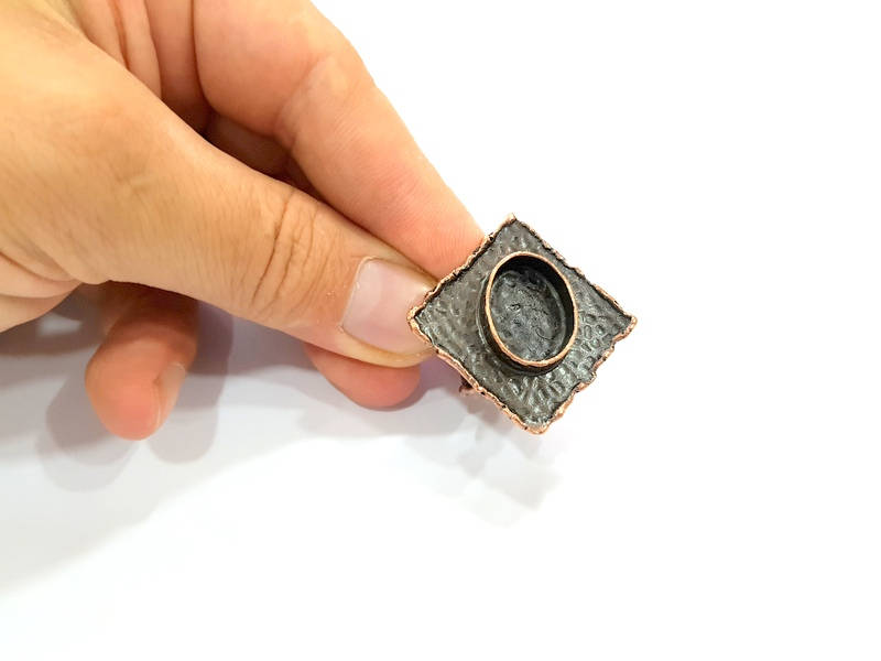Copper Ring Blank inlay Ring Blank Mosaic Ring Bezel Base Settings Cabochon Mountings (18x13mm blank ) Antique Copper Plated Brass G8732