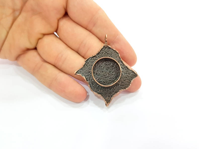 Antique Copper Pendant Blank Mosaic Base Blank inlay Blank Necklace Blank Resin Blank Mountings Antique Copper Plated Brass (37x34mm) G8736
