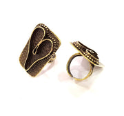 Antique Bronze Ring Blank inlay Ring Blank Mosaic Bezel Base Settings Cabochon Mountings (34x26mm blank ) Antique Bronze Plated Brass G8745