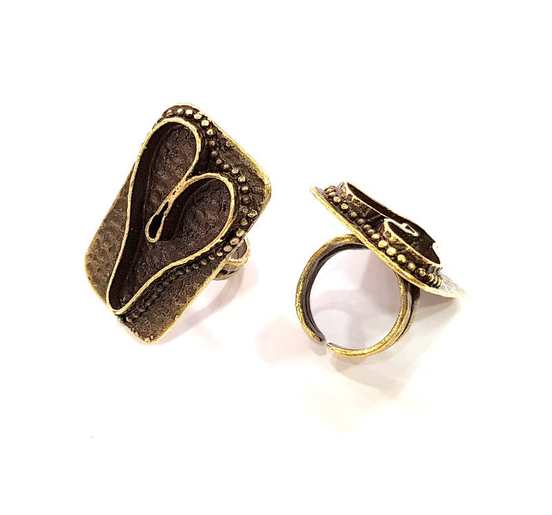 Antique Bronze Ring Blank inlay Ring Blank Mosaic Bezel Base Settings Cabochon Mountings (34x26mm blank ) Antique Bronze Plated Brass G8745